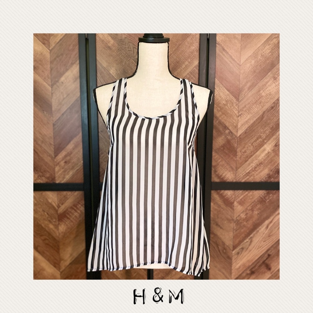 H&M - B&W Striped Sheer Top - SZ: 4